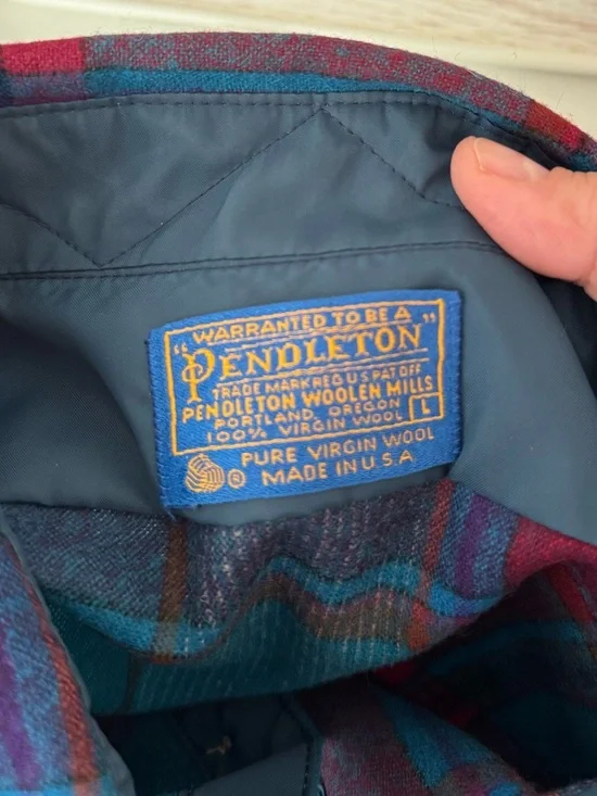Vintage Pendleton 100% Wool Ombre Shadow Plaid Flannel Board Lodge Shirt Large - Picture 3 of 9